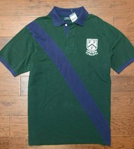 Polo Ralph Lauren Men&#39;s Diagonal Stripe Olive Cotton Polo Shirt Big &amp; Ta... - £42.80 GBP