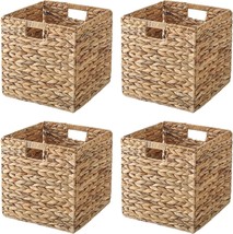 Vk Living Foldable Handwoven Water Hyacinth Storage Baskets Wicker Cube Baskets - £57.52 GBP