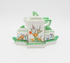 Tashiro Shoten Ltd Floral Cruet Set Tray Porcelain White Green Oil Vineg... - £54.81 GBP