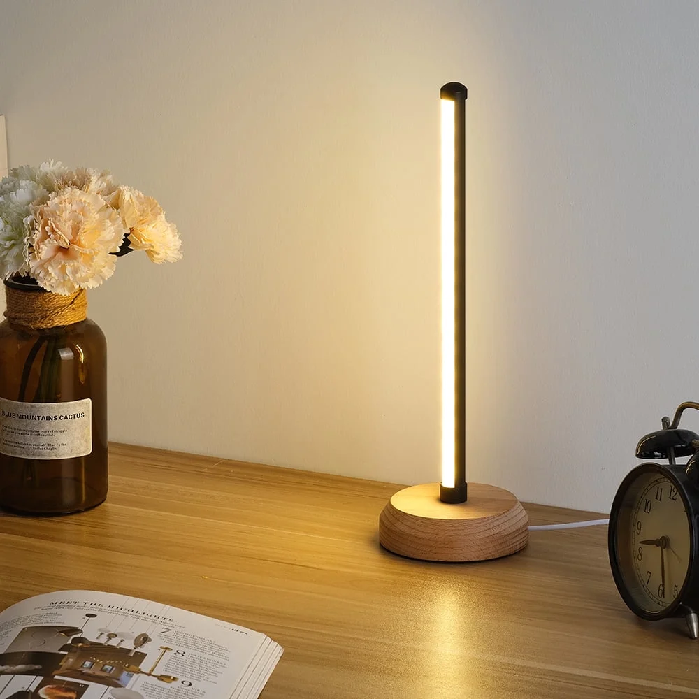Simple Designs, Wood base Mini Table Lamp, 13.4&quot; H,Black,3-Color Temperature - £8.47 GBP