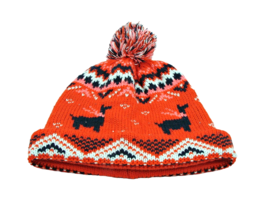 Old Navy Fair Isle Knit Beanie Hat Red with Lama Design Pom Pom Size S-M... - £12.31 GBP