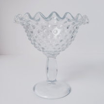 Zabkowice Glass Clear Hobnail Ruffle Edge 5.5&quot; Pedestal Compote Candy Dish - £31.06 GBP