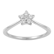 1/5CT TW Diamond Star Cluster Promise Ring in Sterling Silver - £37.56 GBP