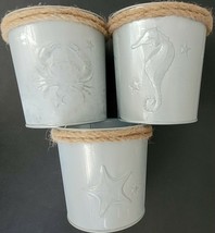 Planters Embossed Crab, Seahorse or Starfish Bucket Galvanized 4.7”H x 4.8”D - £3.15 GBP