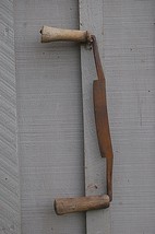 Old Vintage Antique Primitive Draw Knife Tool w Wooden Handles Woodworki... - £31.06 GBP
