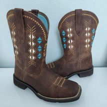 Ariat Deco Delilah Copper Kettle Western Cowboy Mid Calf Brown Leather B... - $74.14