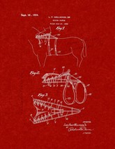 Horse Riding Saddle Patent Print - Burgundy Red - £6.22 GBP+