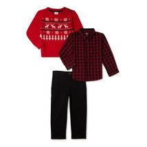 Wonder Nation Baby Boy Holiday Sweater, Button-Up Shirt, and Pants  Size... - $24.73