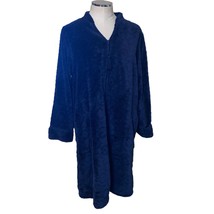 Miss Elaine Midnight Blue Long Sleeve Zip Up Fleece Loungewear Robe Size... - £21.86 GBP