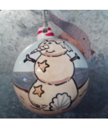 Snowman on Beach Ceramic Ball Ornament - $34.21 CAD