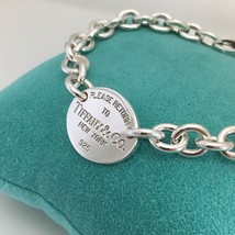 Large 8.5” Please Return To Tiffany Oval Tag Charm Bracelet Mens Unisex - £307.69 GBP