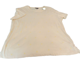 NEW Womens  XL GEORGE Beige W/ Yellow STARS  SHIRT S/S Tee Embroidered - $14.84