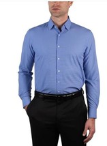 Nautica Mens Dress Shirt Navy Blue Check Stretch Long Sleeves Slim Fit - $44.99