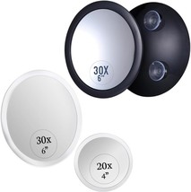 30X &amp; 20X Magnifying Mirror Set For Makeup - Ultra Precise, Strong Suction, - £28.36 GBP