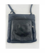 Vintage Fossil Crossbody Purse Black Leather Zipper Pockets 8 x 8 Basic Bag - $32.63