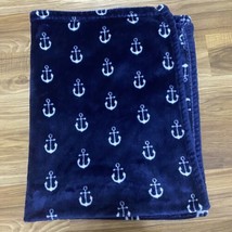 HB Hudson Baby Baby Blanket Anchors Plush Navy Blue Lovey 36”x30” Soft - £12.88 GBP