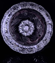 8&quot; HEAVY Cut GLass Ashtray - Star design - Vintage Crystal candy dish - etched r - £51.95 GBP