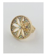 Women s Silver Color Rhinestone Flower Adjustable Ring - £6.22 GBP