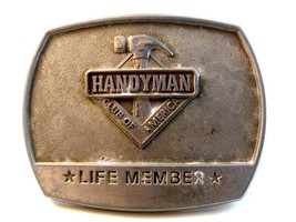 1996 Handyman Club Life Member Silver Tone Belt Buckle - $11.99