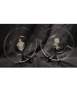 2 Clear Salad Plates w Door Knocker and Rose Heavy Etch Avon 1970s Pristine - $703.06 MXN