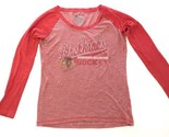 Chicago NHL Blackhawks Majestic Red Long Sleeve Raglan T-shirt Size Wome... - £13.85 GBP