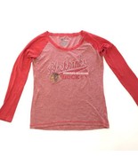 Chicago NHL Blackhawks Majestic Red Long Sleeve Raglan T-shirt Size Wome... - £13.63 GBP