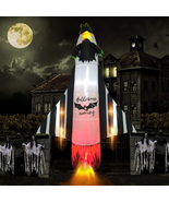 Halloween Inflatable Rocket Outdoor Decorations 8FT Blow up Inflate Witc... - £42.33 GBP