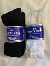 Men's Ultra-Soft Loose Fit Tiop Diabetic Socks ( 2 pairs ) White Size 9-11 - £6.21 GBP