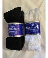 Men&#39;s Ultra-Soft Loose Fit Tiop Diabetic Socks ( 2 pairs ) White Size 9-11 - £6.24 GBP