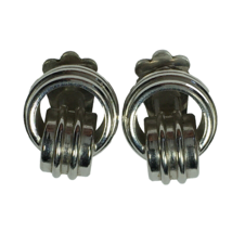 Vintage Coro Designer Signed Silver tone Knot Clip Earrings - £11.15 GBP