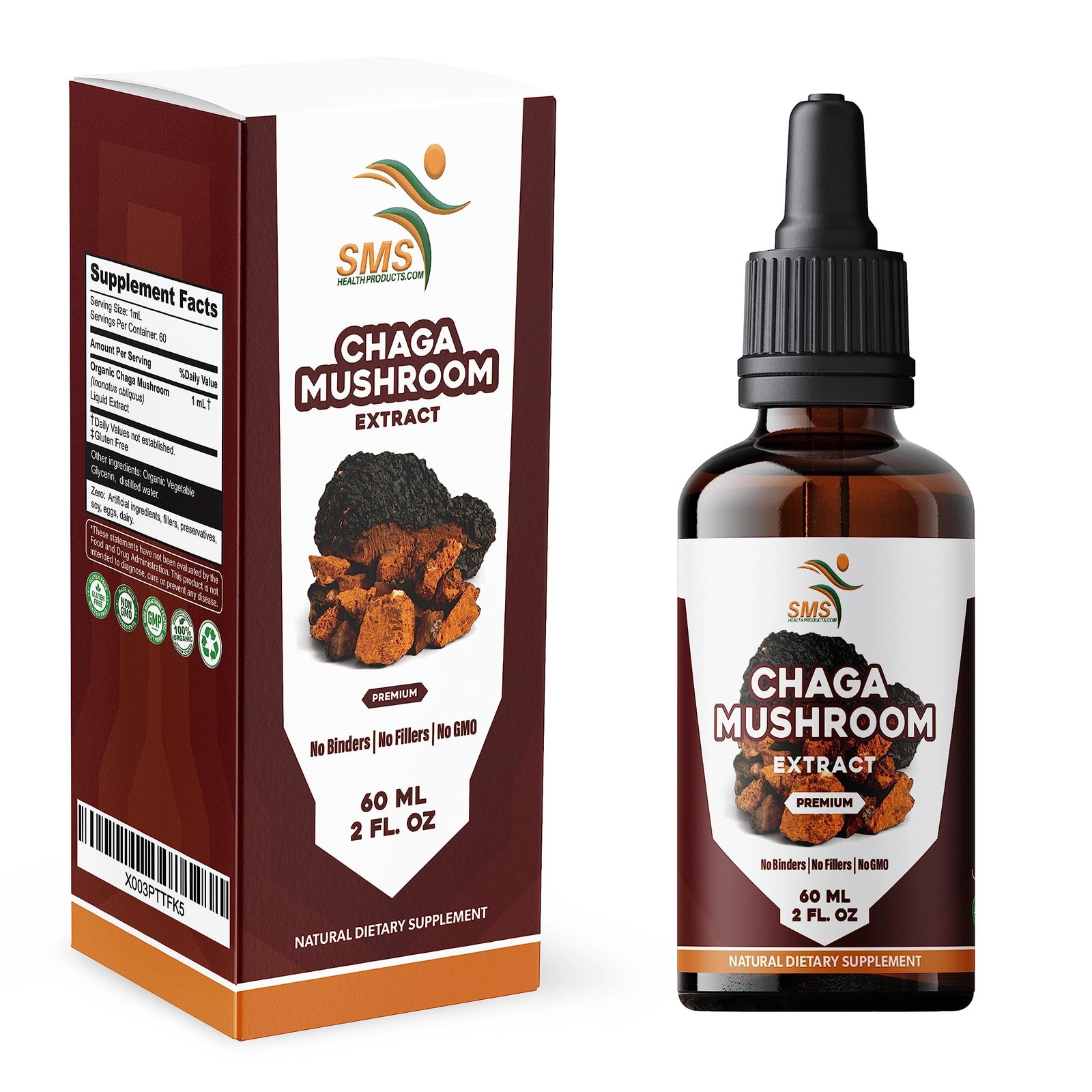 Chaga Mushroom Drops (Inonotus obliquus) | Alcohol-Free Tincture | Herba... - $14.85