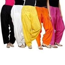 Cotton Comfort Punjabi Patiala Salwar Pants Yellow Orange Pink 5Pcs - Free Size - £34.43 GBP