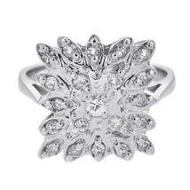 0.33 Carat Diamond Vintage Flower Ring 14K White Gold - $375.21