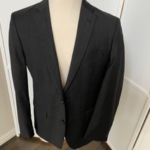 Egara Men Gray Wool Blazer Sport Coat 42R Slim Fit Windowpane Pattern - £31.44 GBP