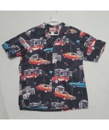 RJC Muscle Car Shirt Mens L Large button up all over Print Black Short S... - £21.10 GBP