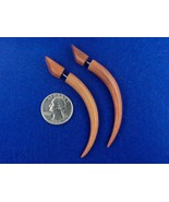 Long Talons Fake Gauges Earrings  2.75 Inches  Exotic Brown Wood - £17.30 GBP