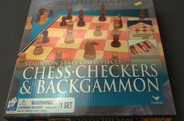 Cardinal Industries Classic Games Chess/Checkers and Backgammon Set NEW Sealed - $13.09