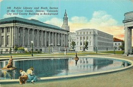 PreLinen Postcard M300 Public Library Civic Center Denver City County Buildings - $4.85