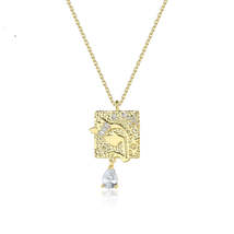 Crystal &amp; 18K Gold-Plated Swan Card Drop Pendant Necklace - £12.76 GBP