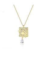 Crystal &amp; 18K Gold-Plated Swan Card Drop Pendant Necklace - £12.63 GBP