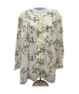 Talbots Women's 2X Plus White Floral Print Button Front Shirt long sleev... - $27.54