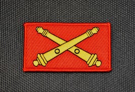 U.S. Army Artillery Branch Crossed Cannons Premium Embroidered Patch Hook Red - £6.84 GBP