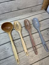 4 Vtg Foley &amp; other brands Kitchen Utensils blue, pink &amp; alkond Spoons l... - $13.65