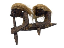 Vintage Driftwood Carved Warriors Canoe African Hawaiian - £18.76 GBP