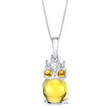 Sterling Silver Mini Owl Citrine Necklace - £67.78 GBP