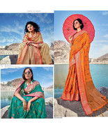 Women Saree heavy banarasi Silk &amp; Blouse Indian Wedding Party Daily Kahi... - £37.14 GBP