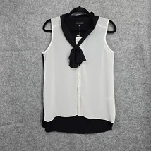 SPENCE Womans Blouse Medium Black White Semi-Sheer Colorblock Top Sleeveless NWT - $16.82