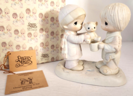 Precious Moments Christmastime Is For Sharing Figure E-0504 Retired 1983 5&quot; Tall - £15.62 GBP