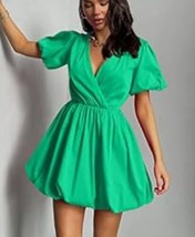 PRETTYGARDEN Women&#39;s Short Summer Dresses Casual Puffy Sleeve Wrap V Nec... - $21.46