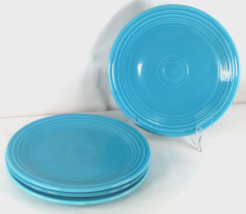 VTG Set of 4 HL Fiestaware &quot;fiesta&quot; Pre-1973 Turquoise 9.5&quot; Dinner Plates - £26.84 GBP